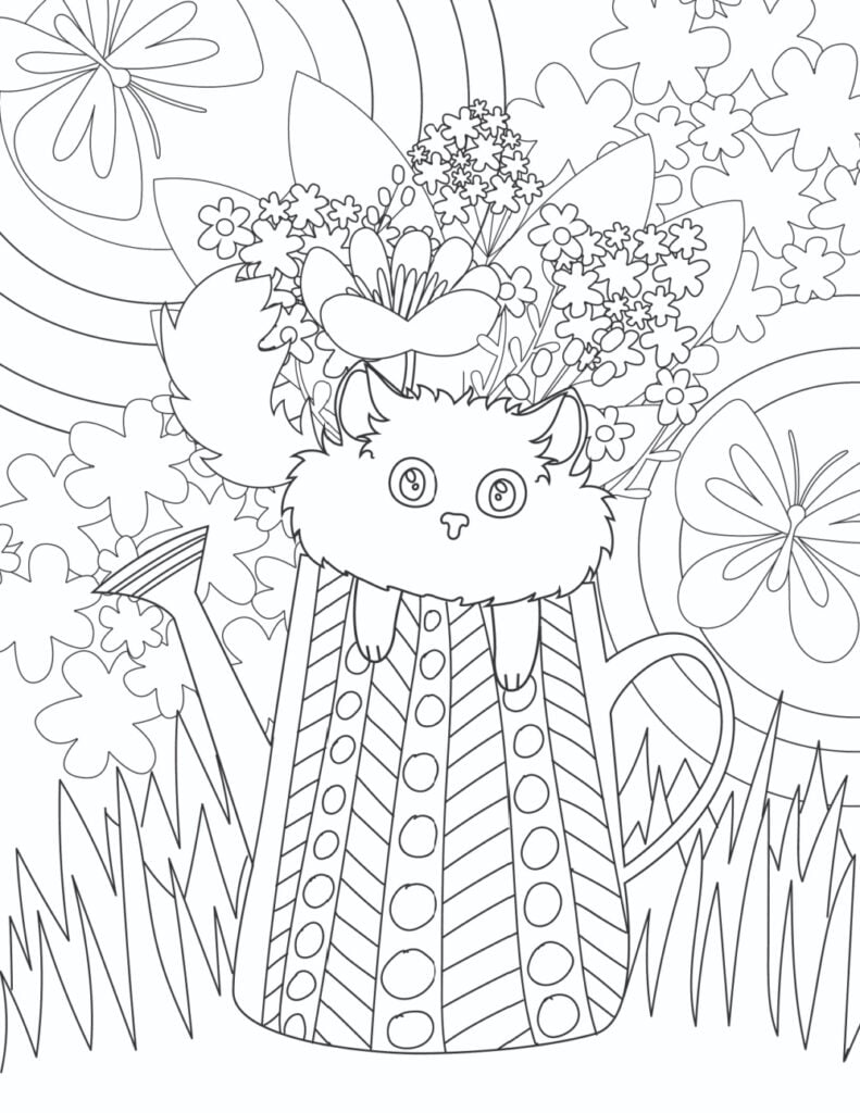 Spring coloring pages for kids and adults