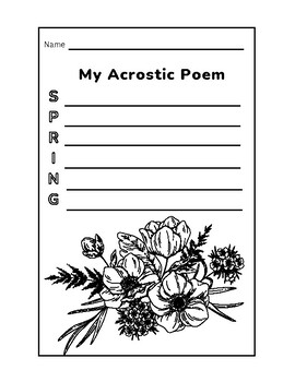 Spring acrostic poem worksheet bundle with coloring by mrs gross