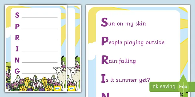 Spring acrostic poem example teacher made