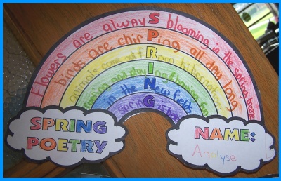 Spring acrostic poem spring acrostic poem in rainbow shaped templates