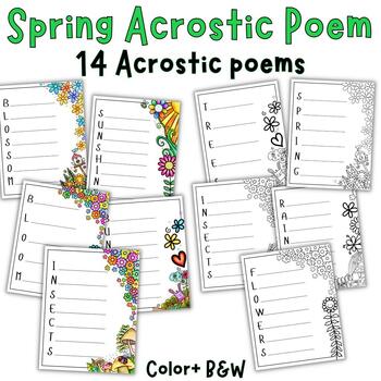 Spring acrostic poems poetry writing bulletin board decoration