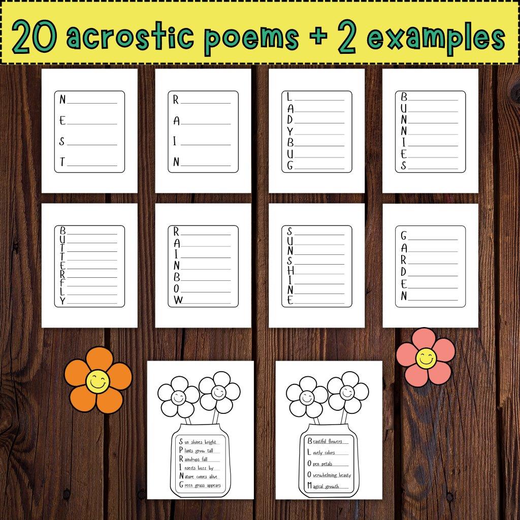 Spring flower craft acrostic poems spring poems writing activity made by teachers