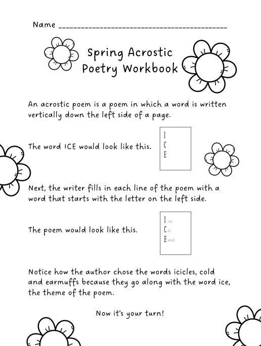 Spring acrostic poetry unit