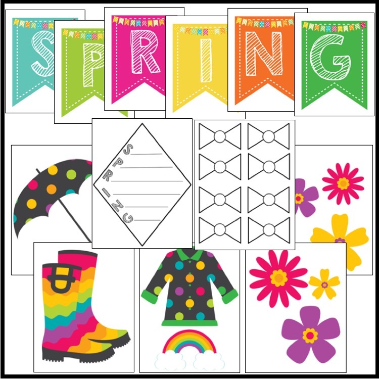 Spring acrostic poem activity bulletin board kit