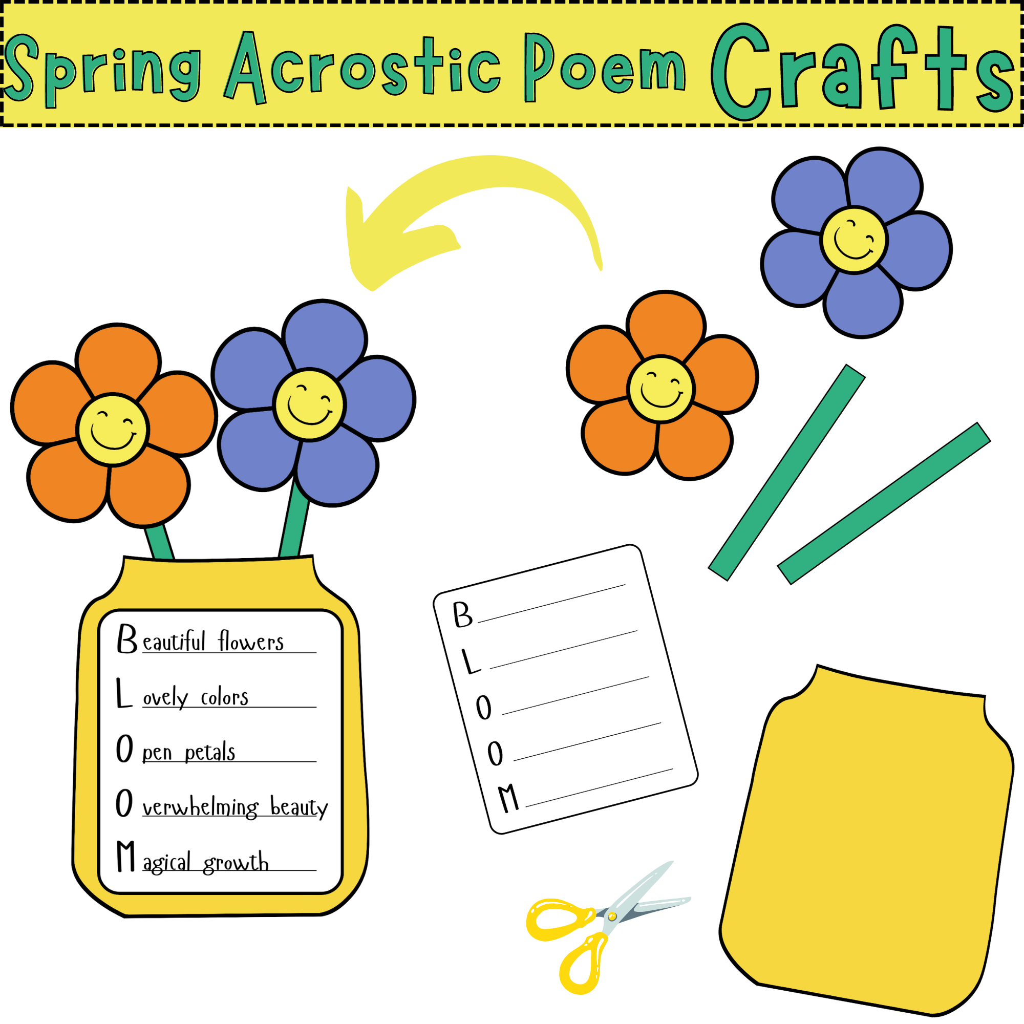 Spring flower craft acrostic poems spring poems writing activity made by teachers