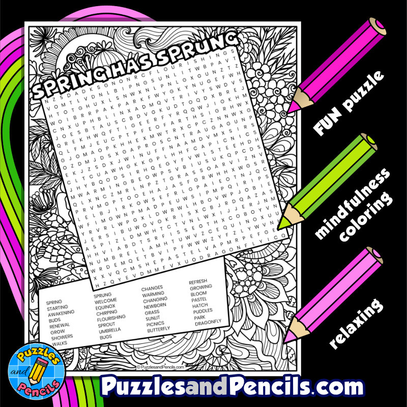 Spring has sprung word search puzzle with coloring spring wordsearch made by teachers