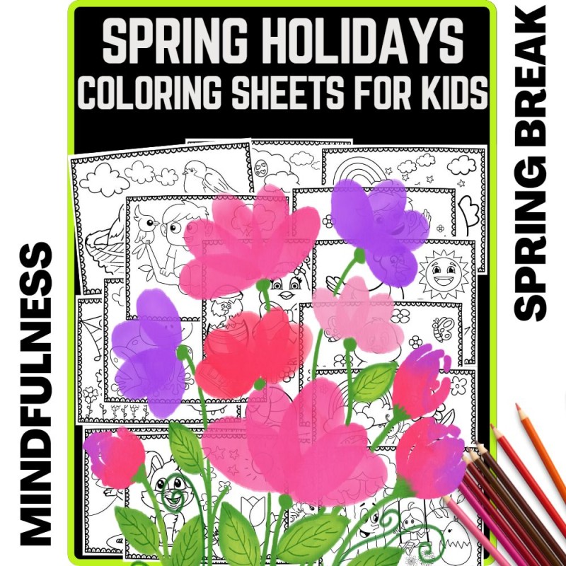 Spring holidays coloring book for kids