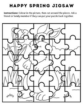 Happy spring coloring puzzles spring jigsaw puzzles coloring sheets by qetsy