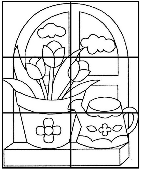 Coloring page preschool worksheets spring puzzle spring