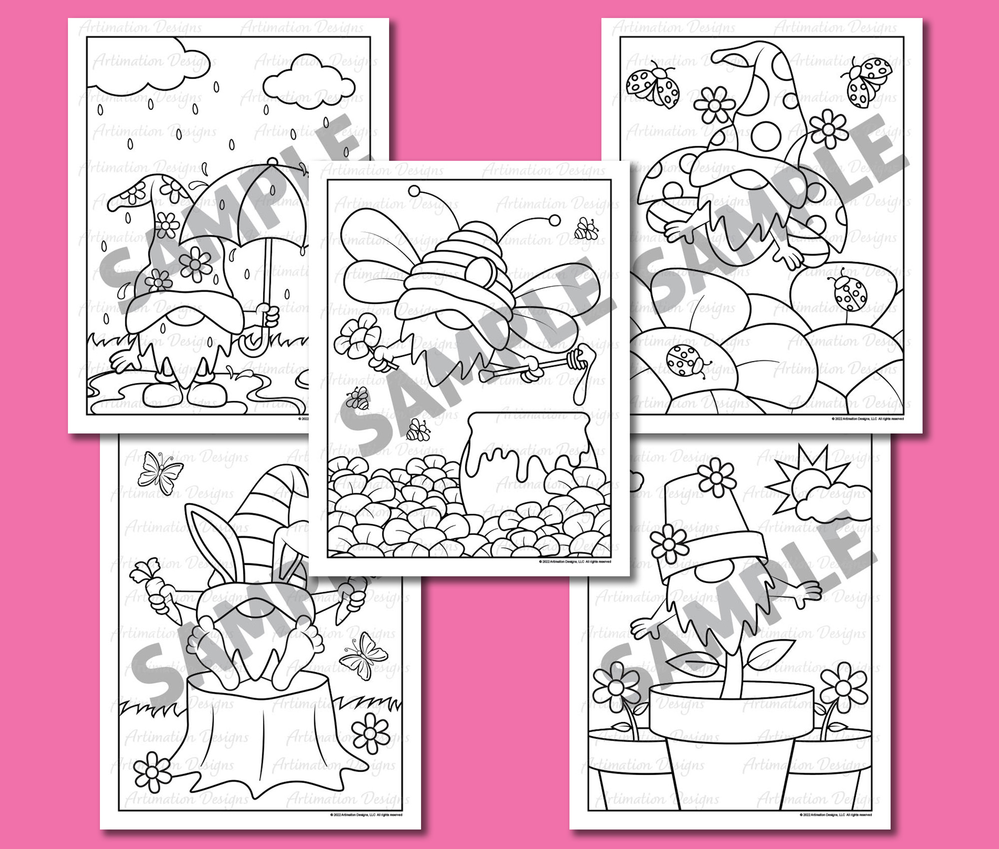 Spring coloring pages gnome ladybug easter springtime activity made by teachers