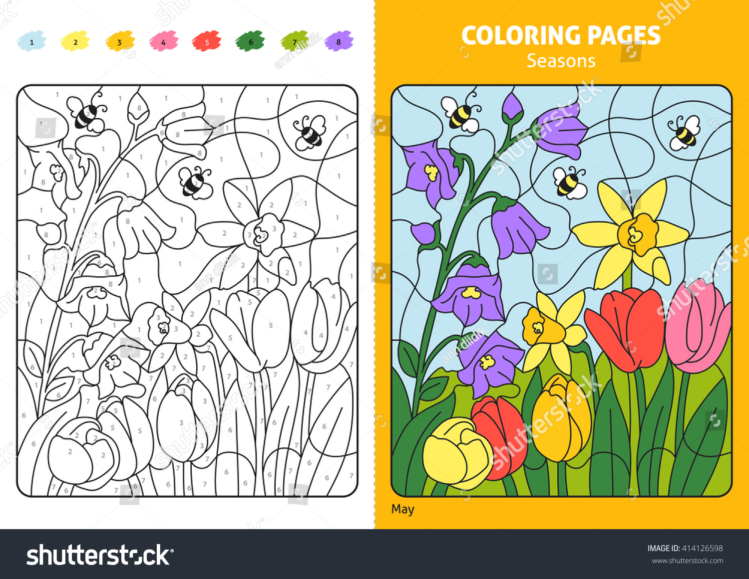 Seasons coloring page kids may month stock vector royalty free