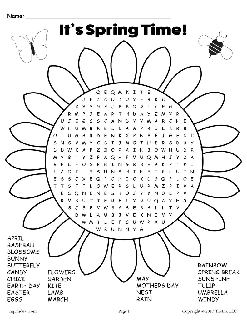 Printable spring word search â