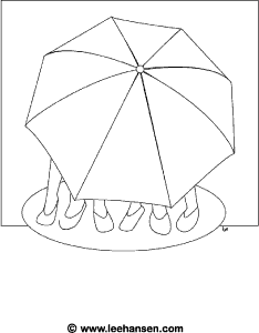 Spring rainy day umbrella coloring page