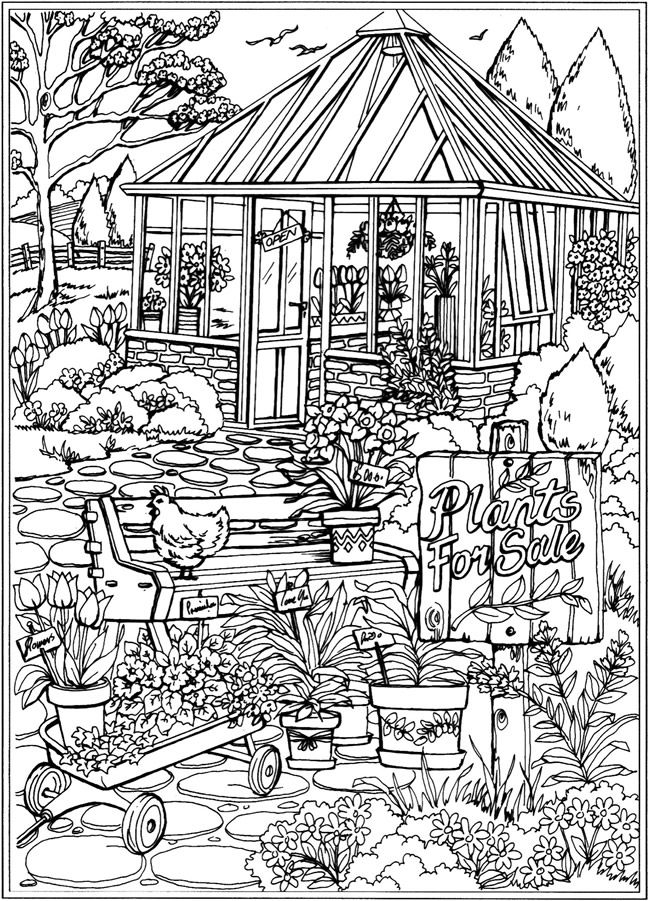 Wele to dover publications creative haven spring scenes coloring book coloring books coloring pages nature coloring book pages
