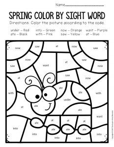 Color by sight word spring kindergarten worksheets kindergarten worksheets sight words spring worksheets kindergarten sight words kindergarten