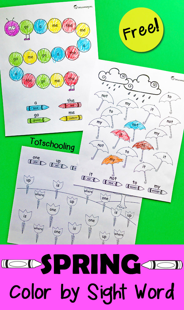 Spring color by sight word