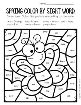 Color by sight word spring pre