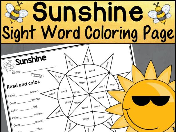 Spring color by sight word activity sheet