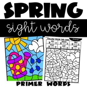 Spring color by sight word with primer sight words