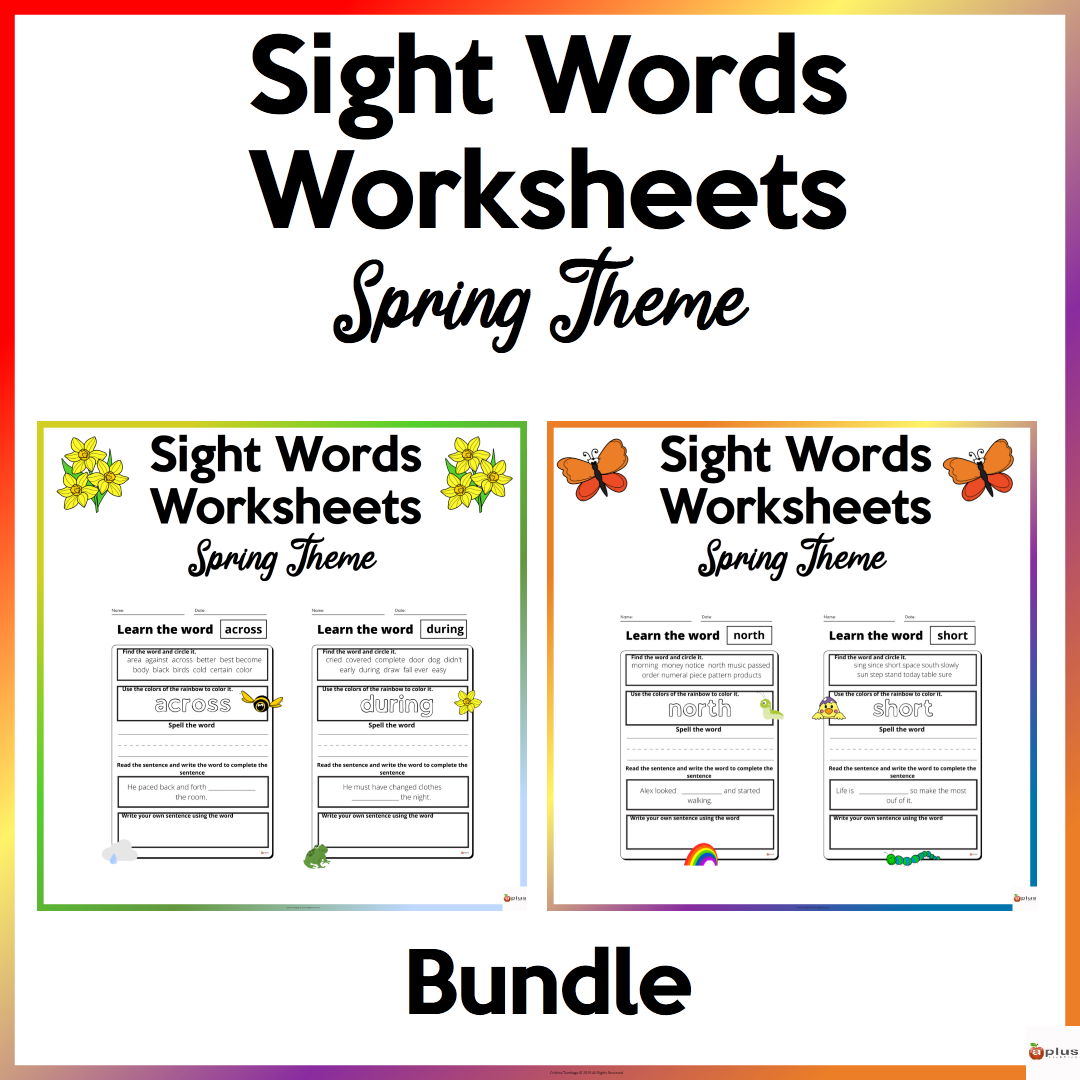 Sight words worksheets spring theme