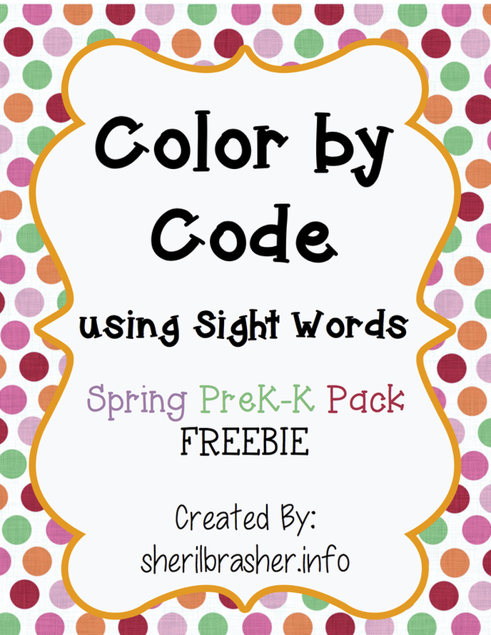 Friday freebie spring color by code with sight words