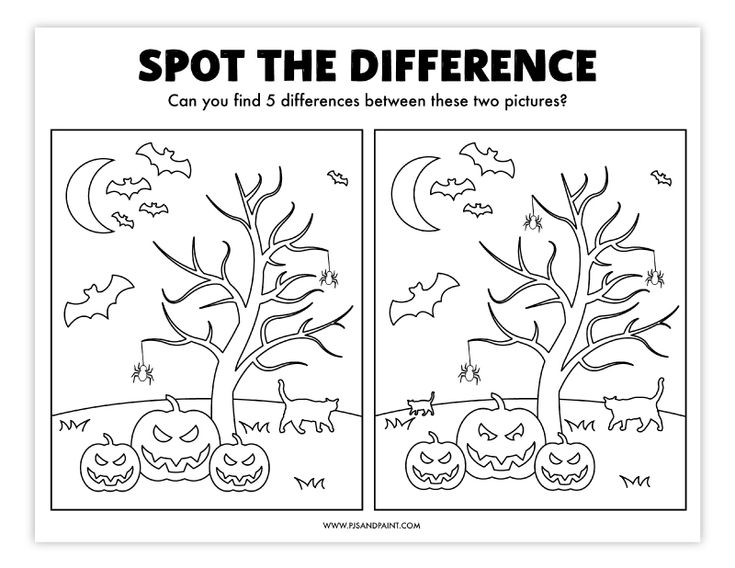 Free printable halloween spot the difference activity halloween worksheets halloween activities halloween printables