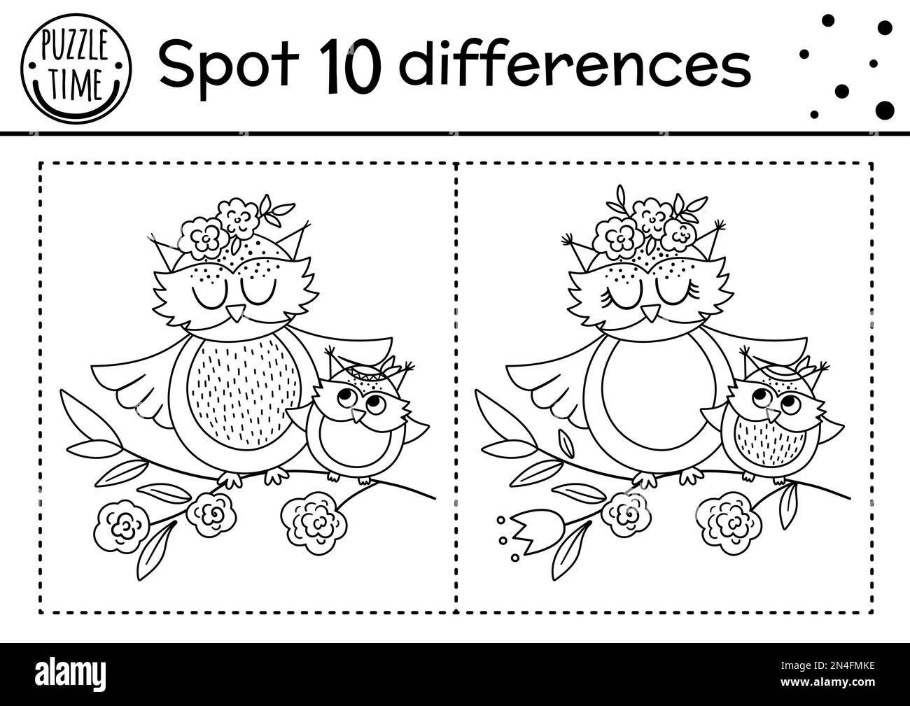 Spot the difference puzzle black and white stock photos images