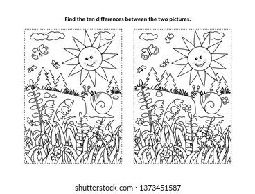 Find ten differences picture puzzle coloring vector cã sáºµn miá n phã báºn quyán