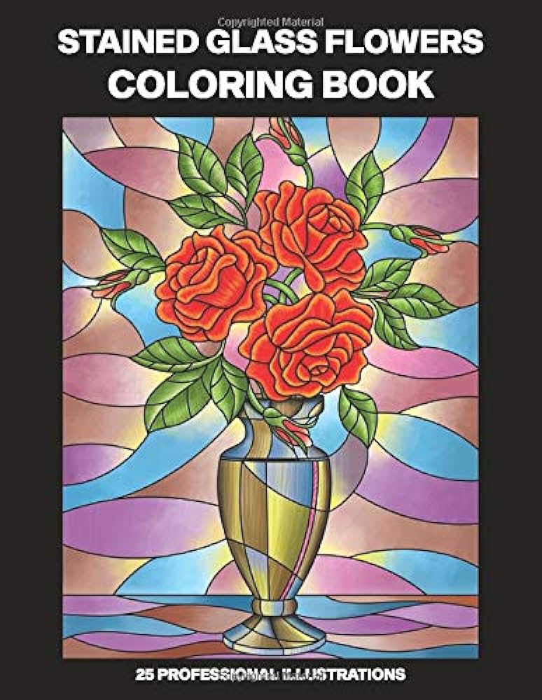 Stained glass flowers coloring by publications new spring