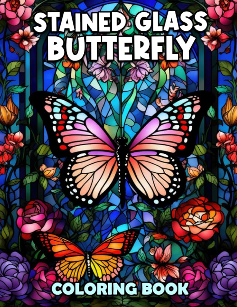 Stained glass butterfly coloring book immerse yourself in the artistic world of stained glass with captivating coloring pages jonnie l