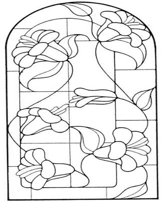 Free easy to print stained glass coloring pages