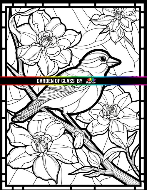 Garden of glass a whimsical coloring book of stained glass bird and flower mosaics pdf