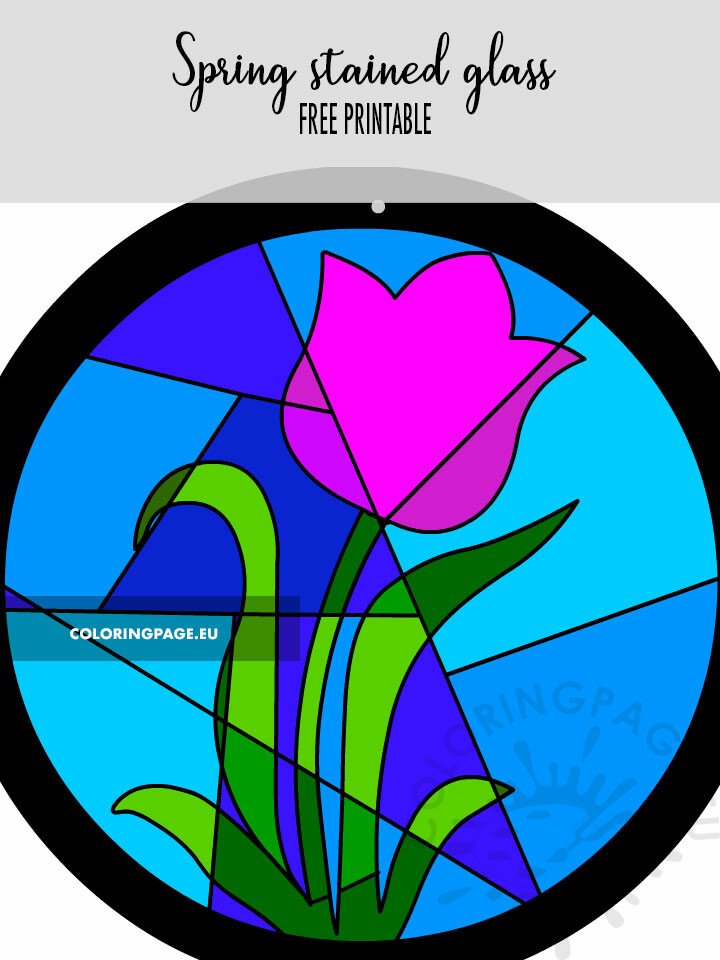 Spring stained glass decoration coloring page