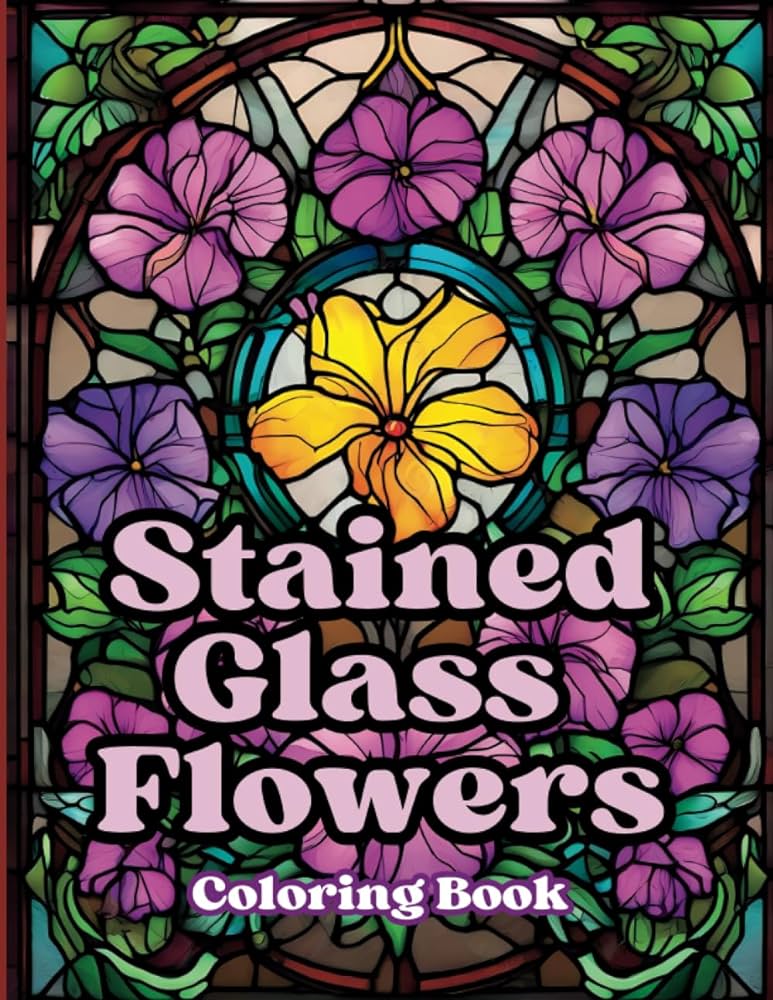 Stained glass flower coloring book amazing floral mosaic patterns coloring pages for teens adults creations sherri books