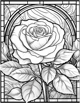 Stained glass flower coloring pages by art coloring book tpt