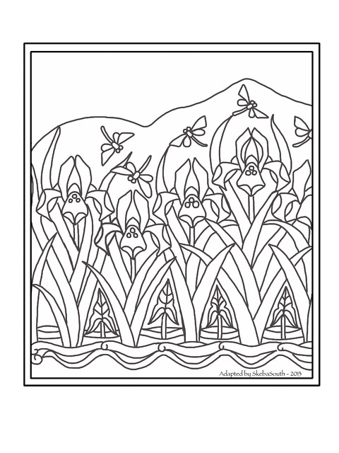 Art nouveau floral somewhat adapted for stained glass adaâ