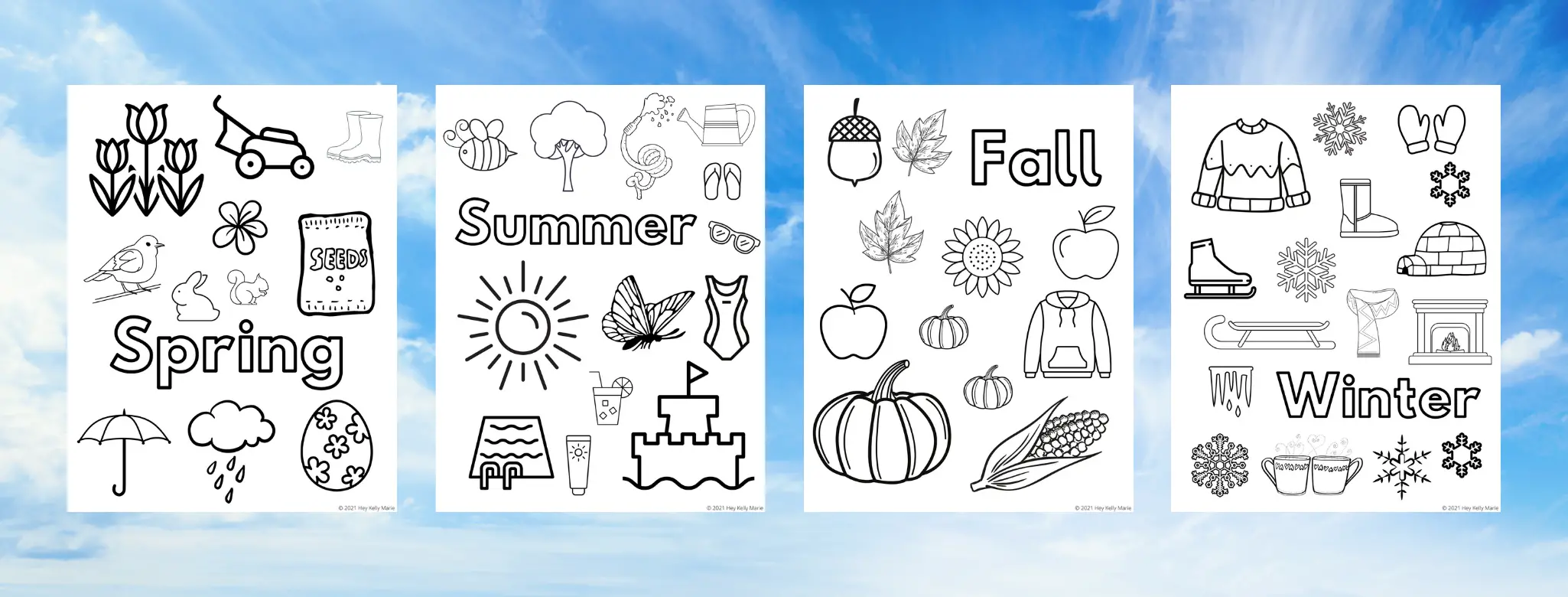 Free four seasons coloring pages to learn about weather