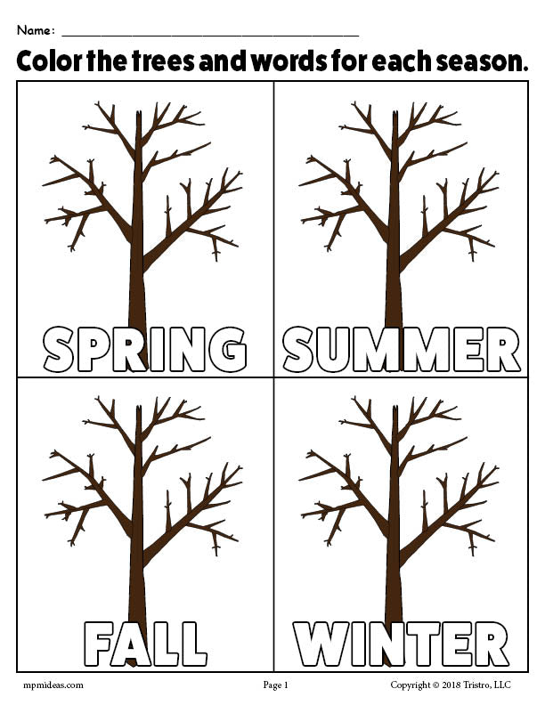 The seasons printable coloring page â