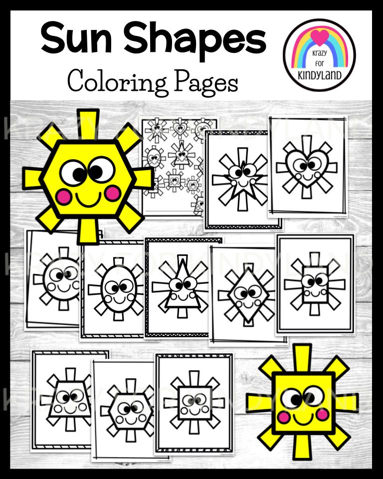 Sun shape coloring pages booklet spring summer weather math activity