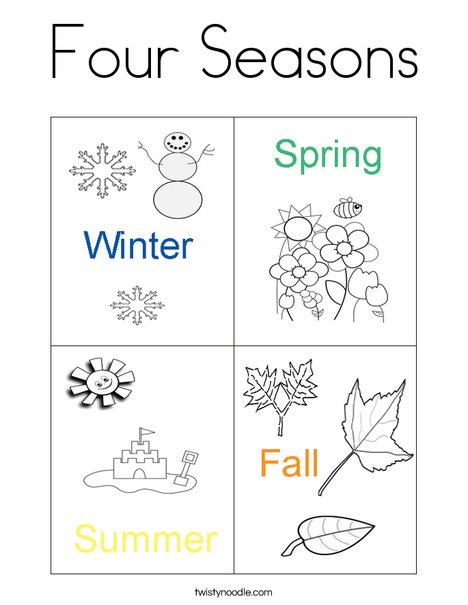 Four seasons coloring page