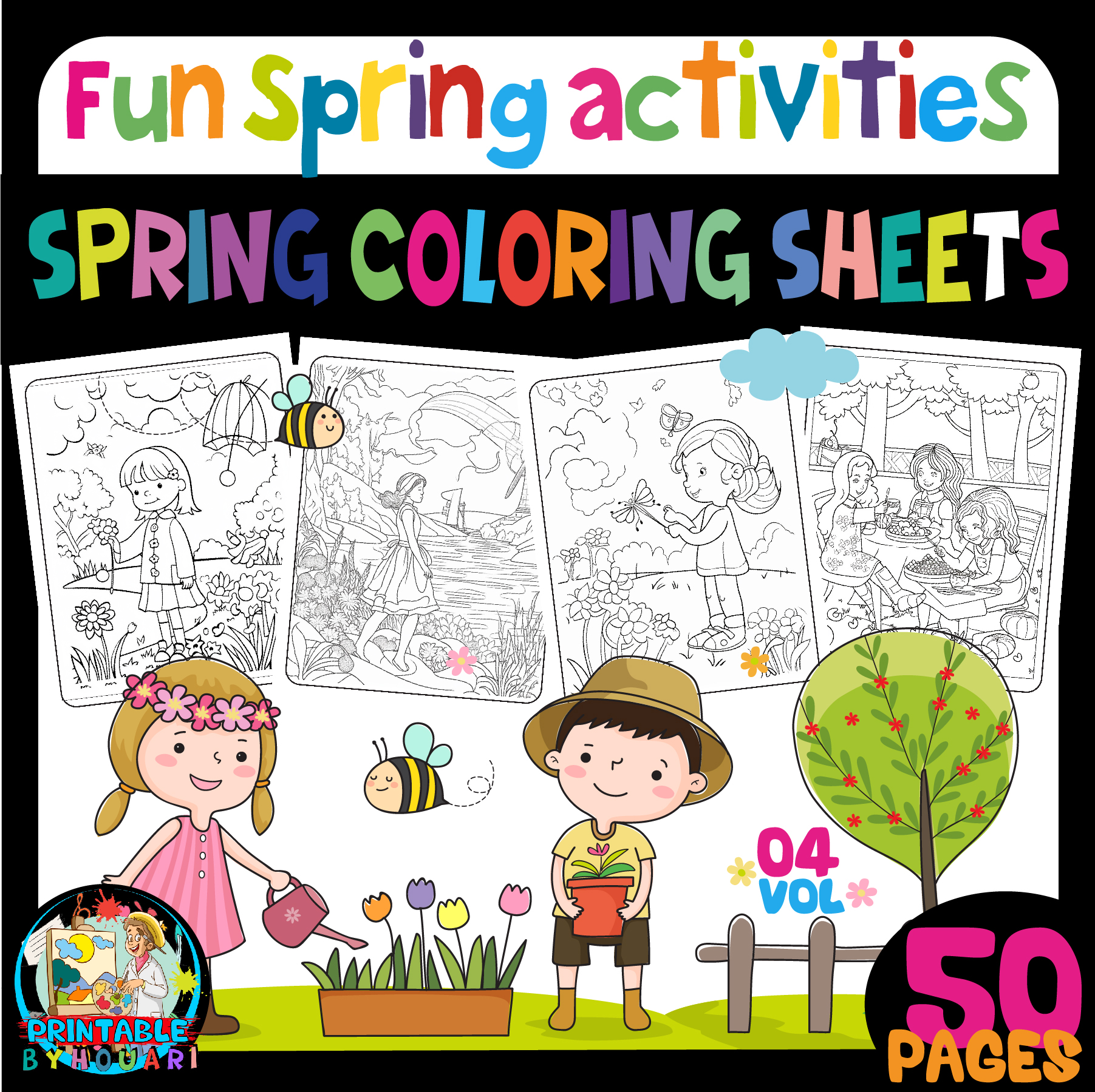 Get ready for spring and summer fun with our printable coloring pages for kids