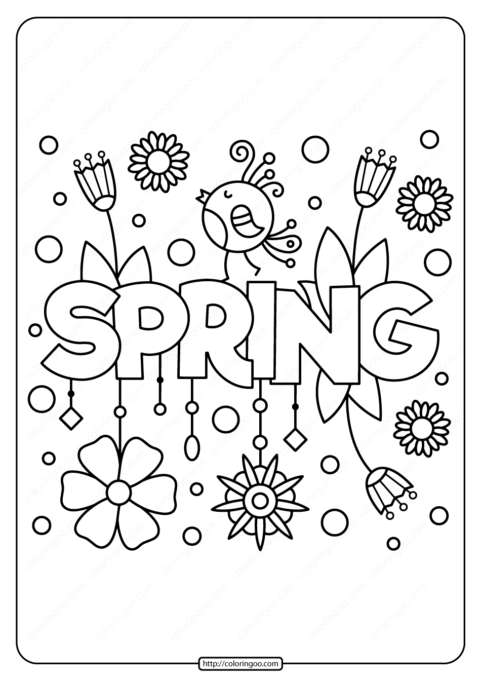 Printable spring pdf coloring page spring coloring pages spring coloring sheets coloring pages