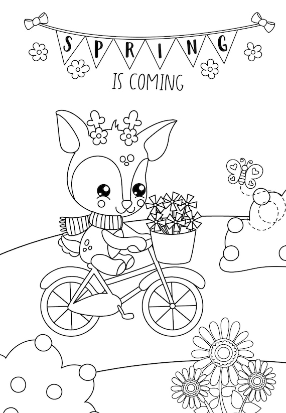 Printable spring themed coloring pages bonus page