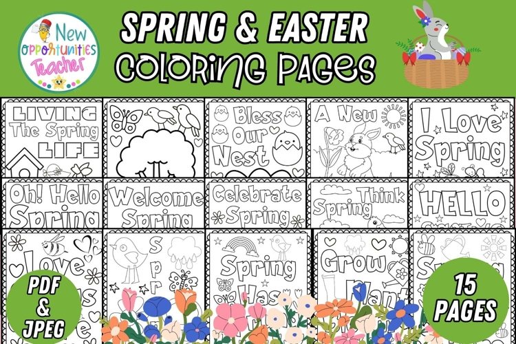 Coloring pages easter and spring themed