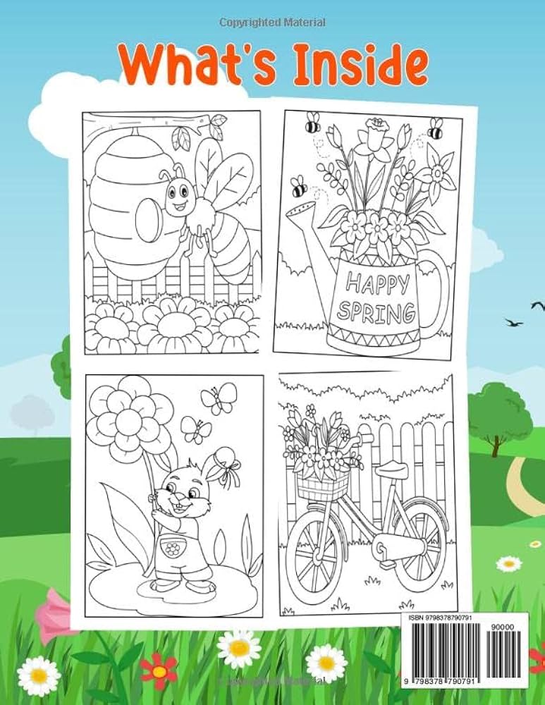 Hello spring coloring book for kids age