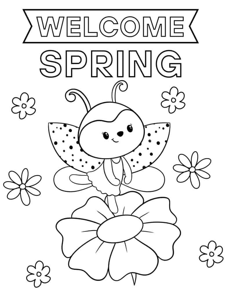 Free spring coloring pages for kids and adults