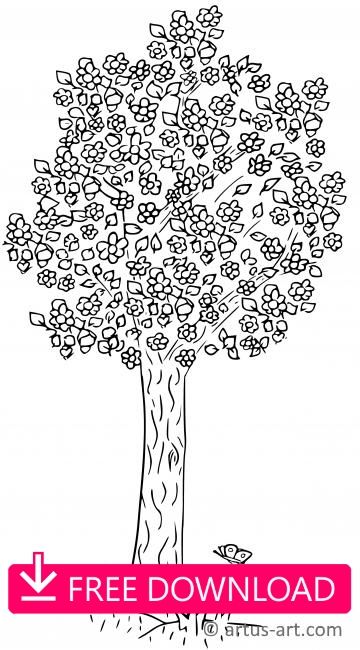 Cherry blossom tree coloring page springcoloringpage spring blooming bloomingtree tree coloring page coloring pages blossom trees