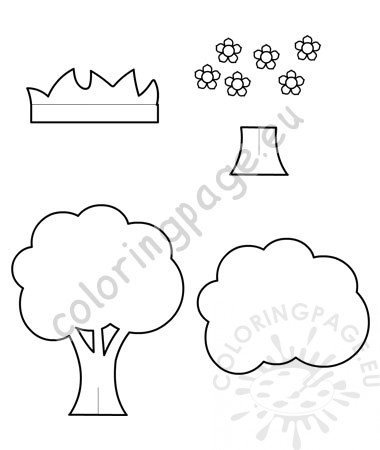 D spring paper tree craft template coloring page