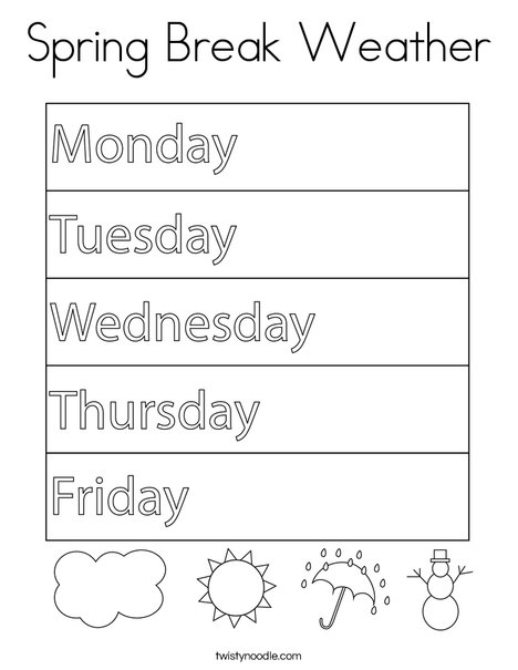 Spring break weather coloring page