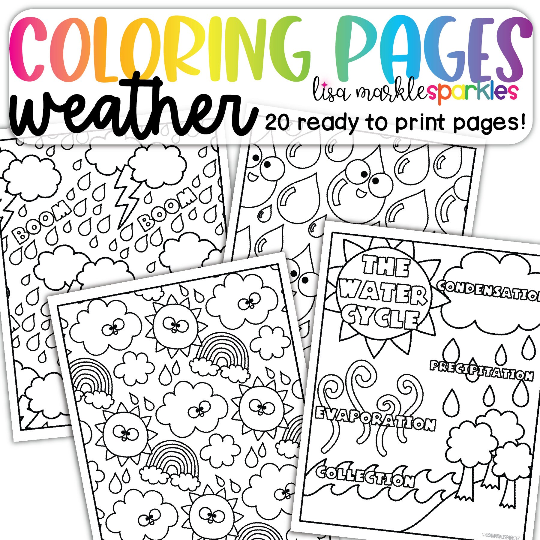 Weather coloring pages sheets printable pdf